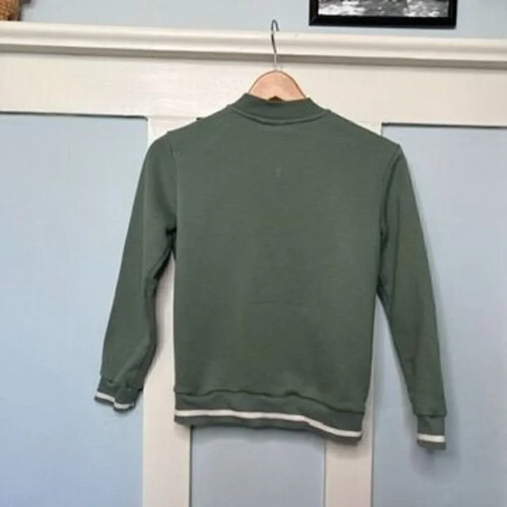 Puma Sage Green & White Snap Front Sweat Jacket Youth M (10/12)